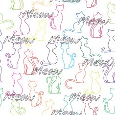 Seamless vector background with colorful cats