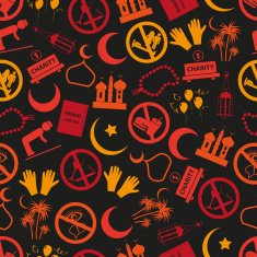 ramadan islam holiday icons seamless color pattern eps10