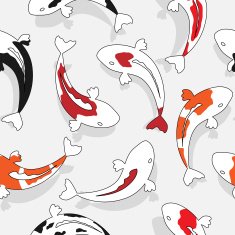 Seamless vector Koi pattern - white