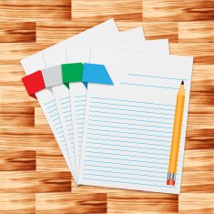 Notepad with pencil on wooden floor vector illustration