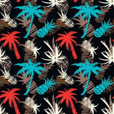 Seamless pattern with palm trees pineapples N2