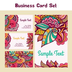 Vector business card with floral pattern N2