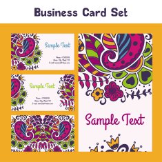 Vector business card with floral pattern N3