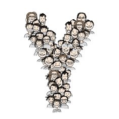 Letter Y people crowd vector alphabet design N2