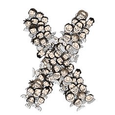 Letter X people crowd vector alphabet design N2