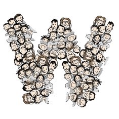 Letter W people crowd vector alphabet design N2