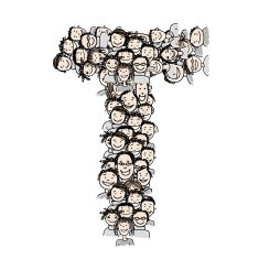 Letter T people crowd vector alphabet design N2