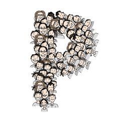 Letter P people crowd vector alphabet design N2