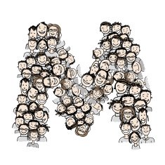 Letter M people crowd vector alphabet design N2