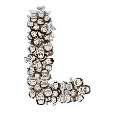 Letter L people crowd vector alphabet design N2