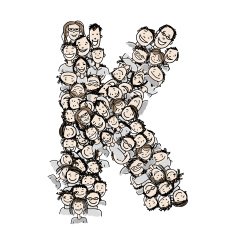 Letter K people crowd vector alphabet design N2