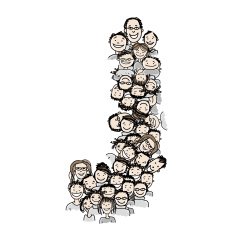 Letter J people crowd vector alphabet design N2