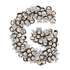 Letter G people crowd vector alphabet design N2