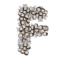 Letter F people crowd vector alphabet design N2