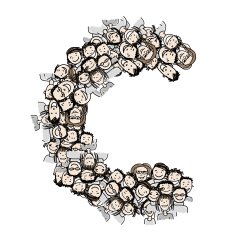 Letter C people crowd vector alphabet design N2