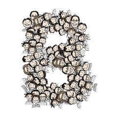 Letter B people crowd vector alphabet design N2