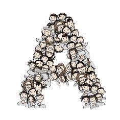 Letter A people crowd vector alphabet design N2