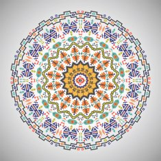 Ornamental round geometric pattern in aztec style N10