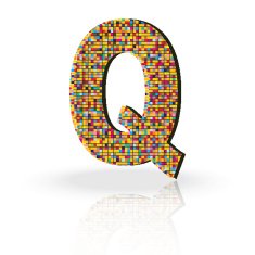 3D Vector Font with Reflection Alphabet Letter Q