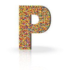 3D Vector Font with Reflection Alphabet Letter P