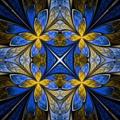 Symmetrical flower pattern in stained-glass window style N17