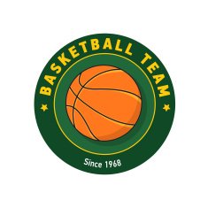 Retro green color basketball badge N2