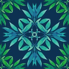 Seamless pattern Watercolor stems with leaves
