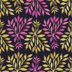 Seamless pattern Watercolor stems with leaves N2
