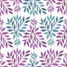 Seamless pattern Watercolor stems with leaves N4