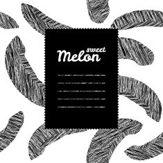 Text frame with melon background Black and white Repeating backdrop