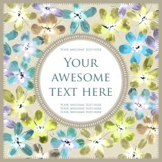 Square postcard with watercolor flowers N2