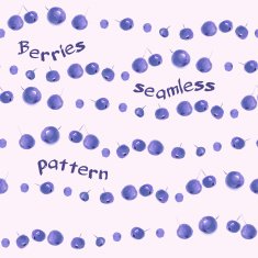 Seamless pattern with watercolor blueberry N2