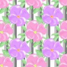 Seamless watercolors flowers pattern striped background N3