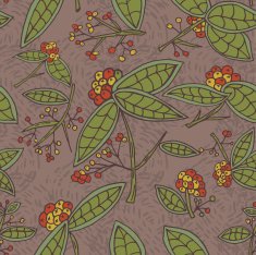 Cranberry vector pattern with leaves and berries