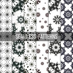 Seamless patterns with abstract flowers Repeating modern stylish geometric backgrounds