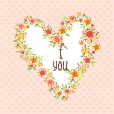 Abstract bright flowers in heart shape