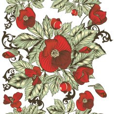 Floral seamless wallpaper pattern with red flowers N2