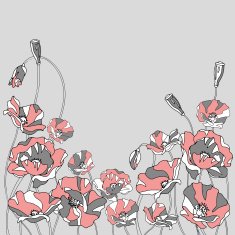 red poppies on a gray background N2