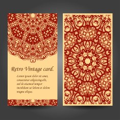 Set retro business invitation card Vector Vintage decorative elements Hand N2