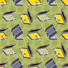 Seamless pattern with the open briefcases
