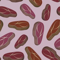 Piece of meat vector pattern Steaks seamless background Cuts o