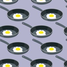 Scrambled eggs seamless pattern Vector background for cuisine f