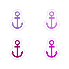 assembly realistic sticker design on paper anchors N2