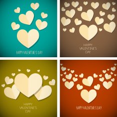retro vintage happy valentine's day background set