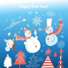 Christmas Greeting Card with snowman N7