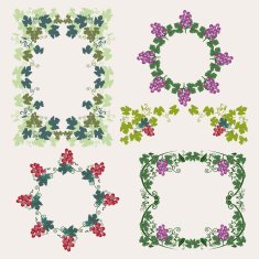 Frame with grapes and Grape Design Elements
