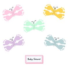 Baby footprints with butterfly baby shower card N2