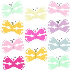 Butterfly with baby foot prints pattern background N2