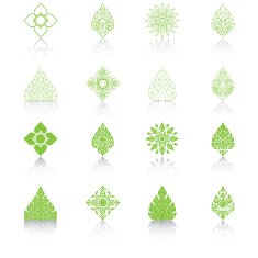 Set of Line Thai Art Icons Vector Illustration