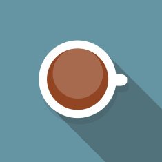 Cup of Coffee Flat Icon with Long Shadow Vector Illustration